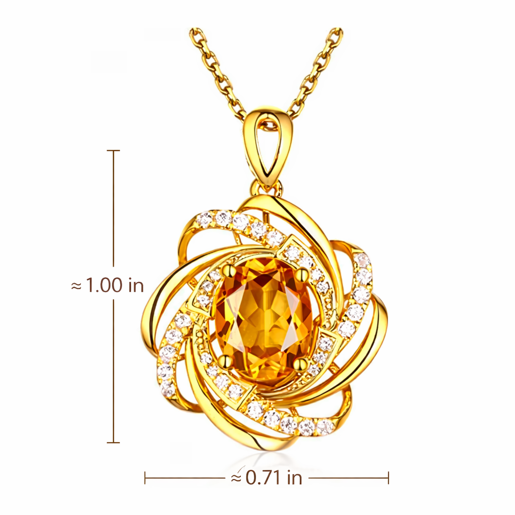 18K Gold Plated Topaz Pendant Necklace – Elegant Women’s Jewelry Gift Shopulia