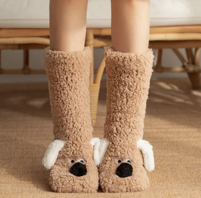 Women’s Plush Dog Socks Shopulia