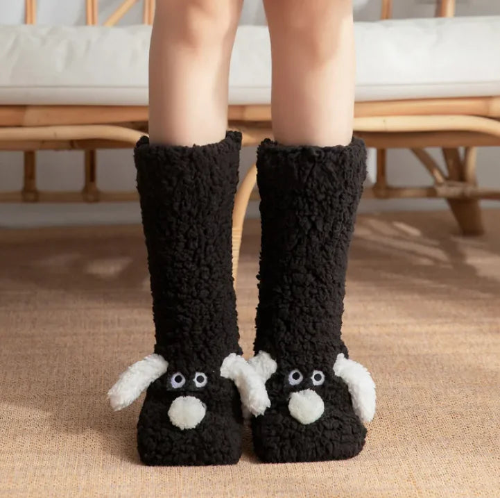 Women’s Plush Dog Socks Shopulia