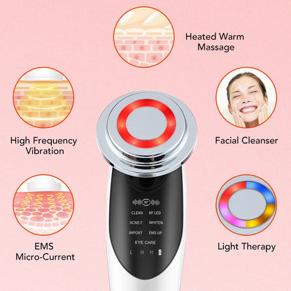 7-in-1 RF EMS Facial Massager – Anti-Aging, Skin Tightening & Light Therapy Wand