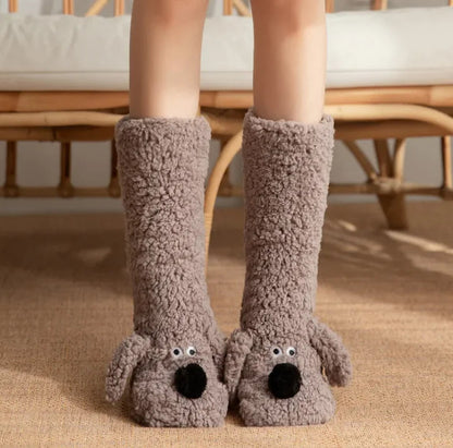 Women’s Plush Dog Socks Shopulia