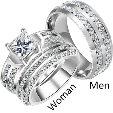 Titanium wedding bands for couples, elegant and durable design with diamond accents.