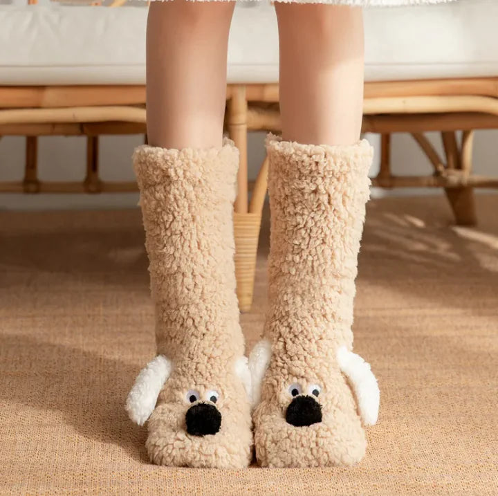 Women’s Plush Dog Socks Shopulia