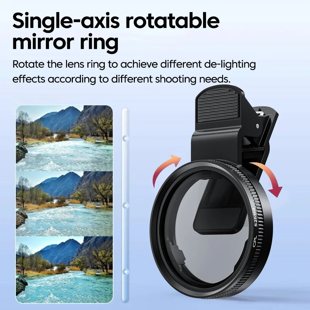 52mm CPL Universal With Clip Mobile Phone Lens Circular Polarizing Filter For iPhone Samsung smartphones Shopulia