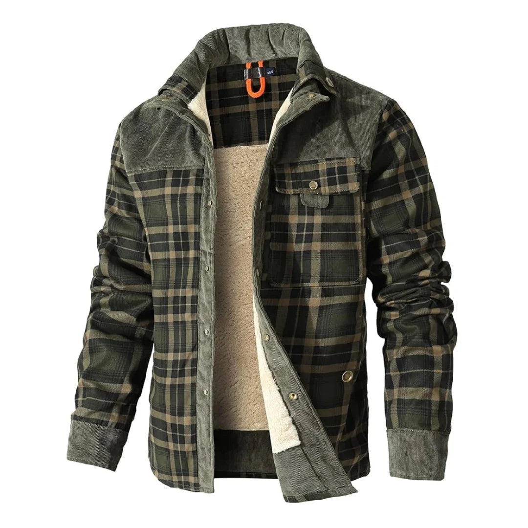 Men's Jackets Winter Windproof Warm Casual Bomber Coat Plaid Sherpa Lined Flannel Outdoor Classic Jacket Men US Size Shopulia