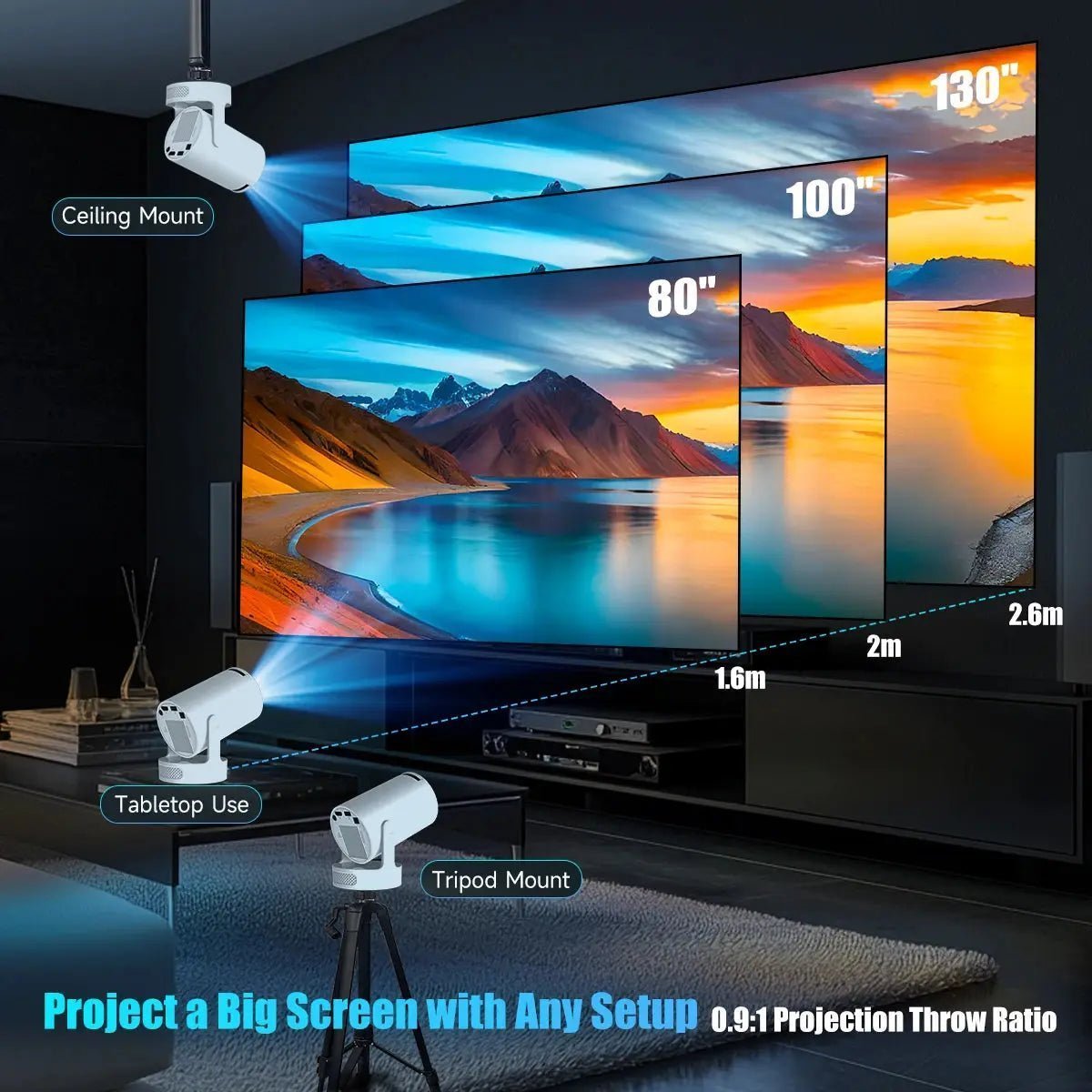 HY300 Pro + Projector 4K 720P With 5W Speaker | Shopulia