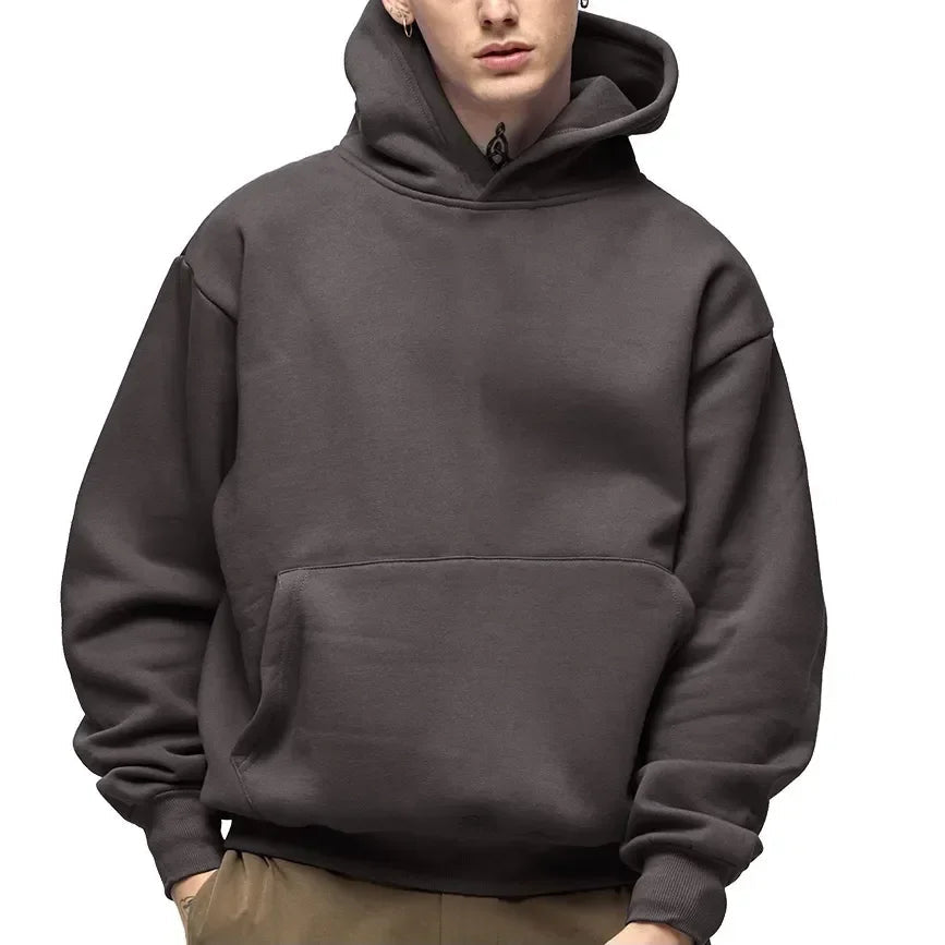 Unisex 500GSM Heavyweight Solid Color Cotton Hoodie with FREE Baseball Cap – Autumn Winter Pullover Shopulia