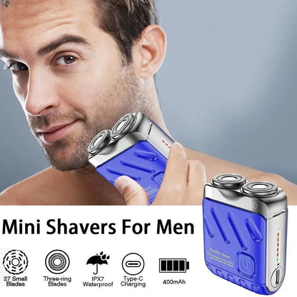 Portable Rotary Dual Ring Electric Shaver Men Travel Mini Shaver Double Floating Magnetic Blade Head Rechargeable Pocket Razors | Shopulia