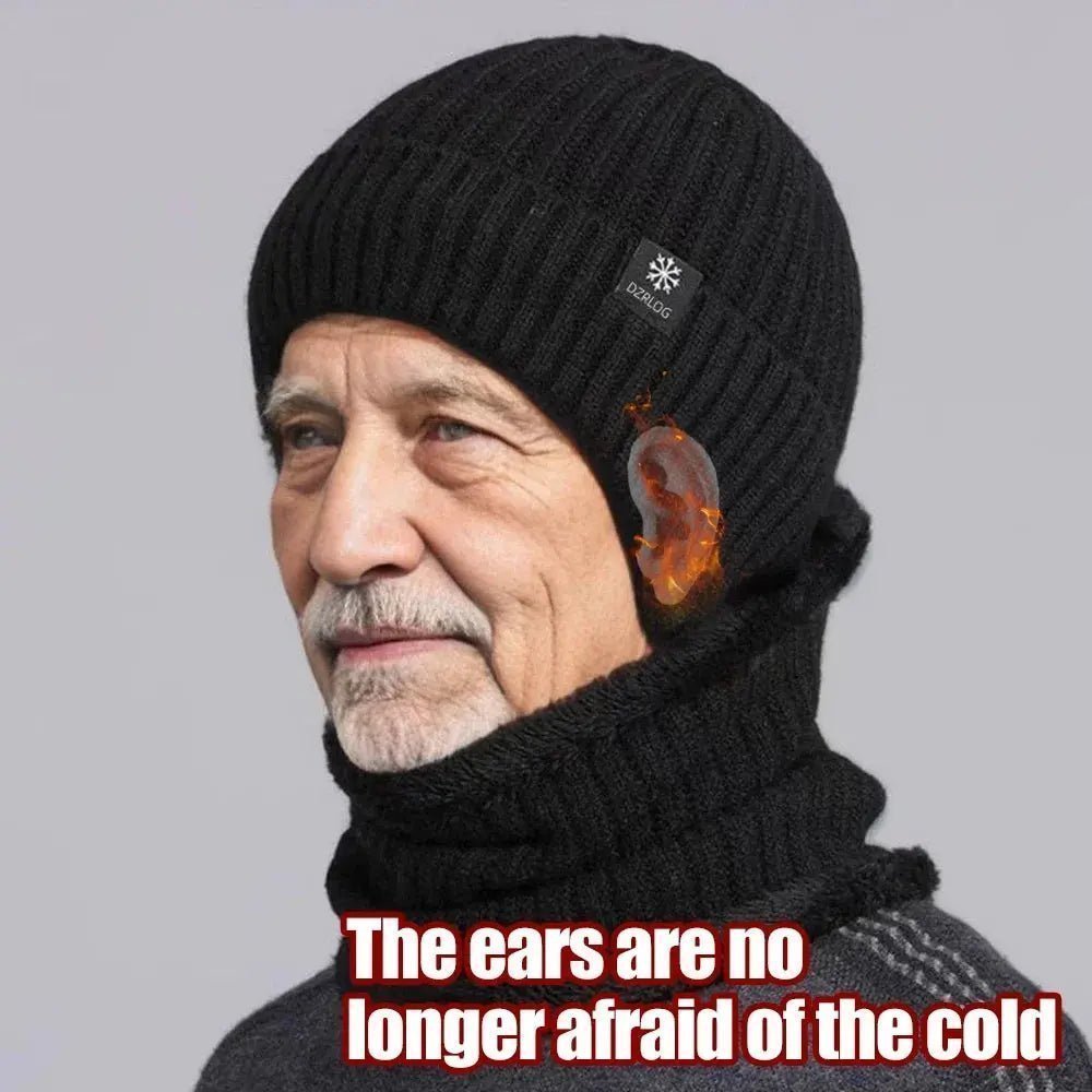 Outdoor Men Winter Knitted Hat Plush Warmth Peaked Cap Earmuff Casual Fashion Faux Fur Lined Bomber Hats Cycling Ear Protection | Shopulia