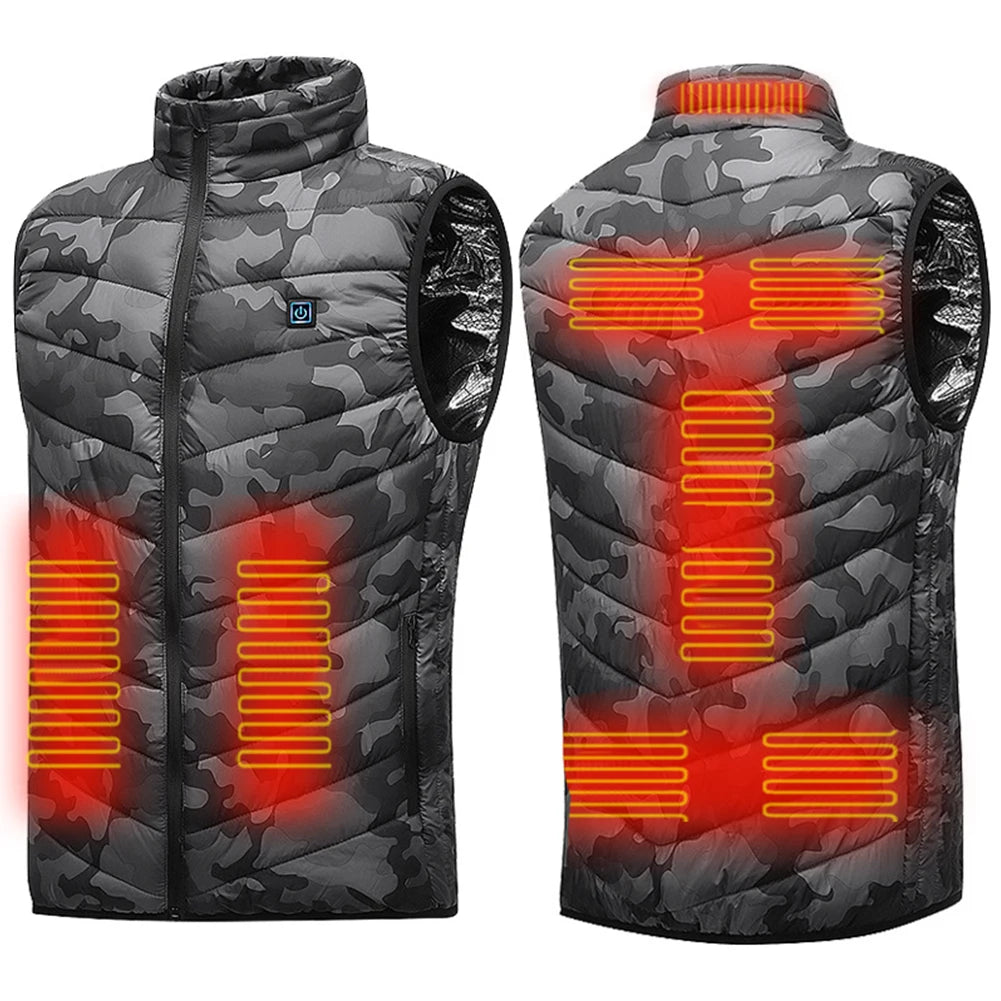 9 Heated Vest Zones Electric Heated Jackets Men Women Sportswear Heated Coat Graphene Heat Coat USB Heating Jacket For Camping Shopulia