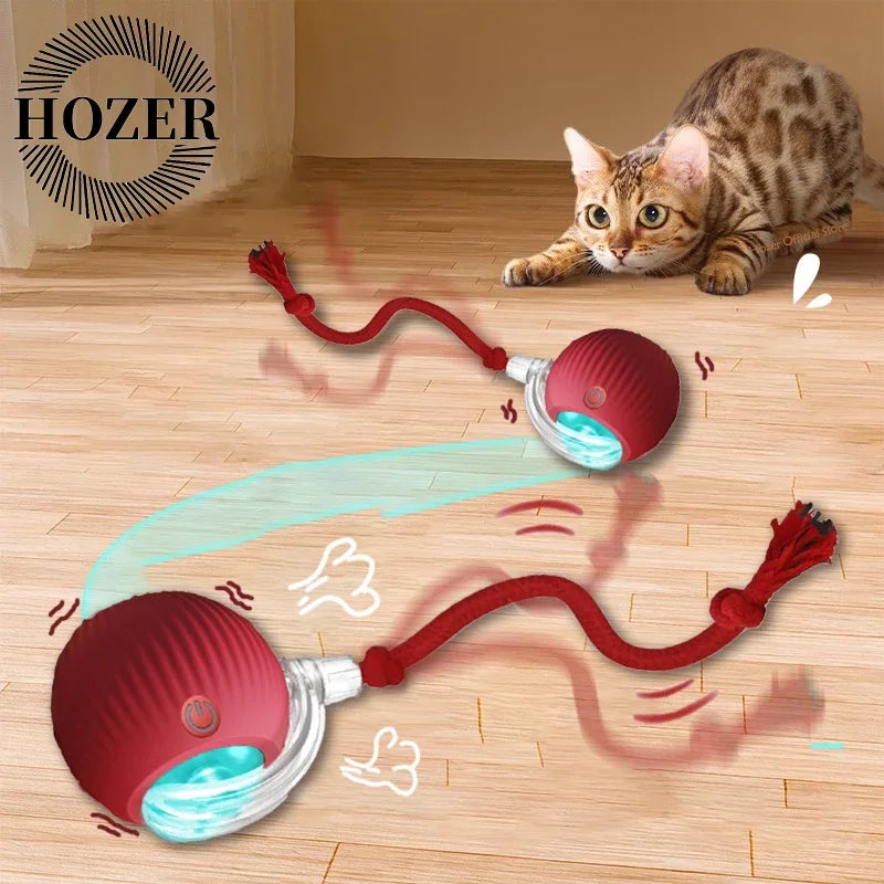 2Pcs Cat Interactive Ball Toys Automatic Rolling Ball Faux Tail Rechargeable Smart Pet Electric Toy Cat Training Imitate Mouse Shopulia