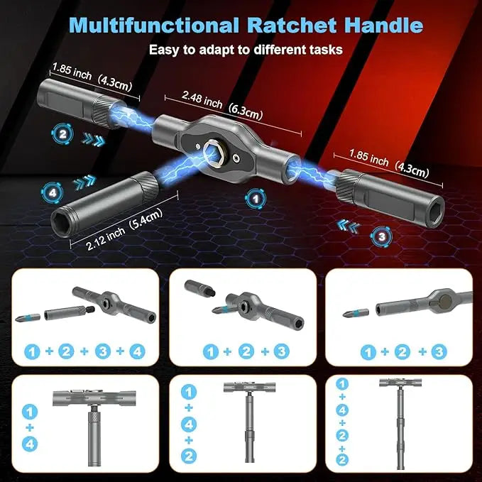 24 in1 Magnetic Screwdriver Set,Rotary Ratchet Sscrewdriver Set,Multi-Function Repair Tool With Detachable Handle,DIY Enthusiast Shopulia