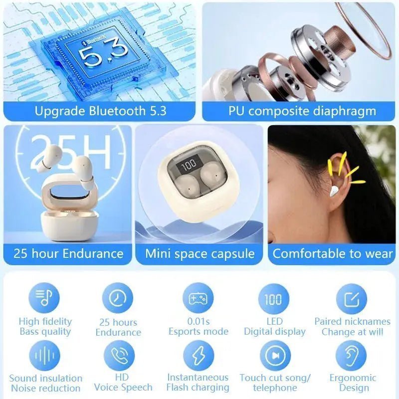 SK Small Earbuds Wireless Bluetooth Headset - Sport Headphones for Work and Sleep | Shopulia