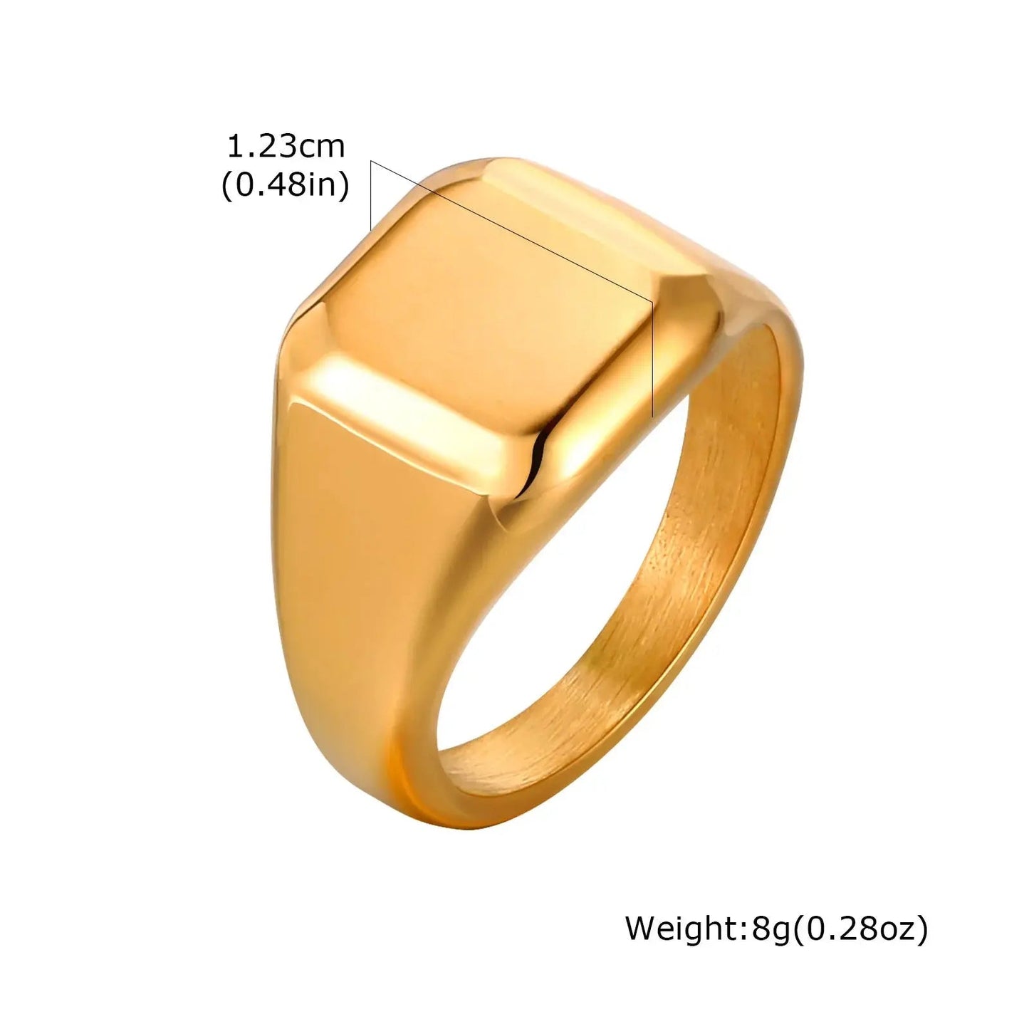 Square Signet Ring for Men Women,Gold Color Stainless Steel Ring Plain Band Ring,Statement Chunky Ring Band Thumb Ring | Shopulia