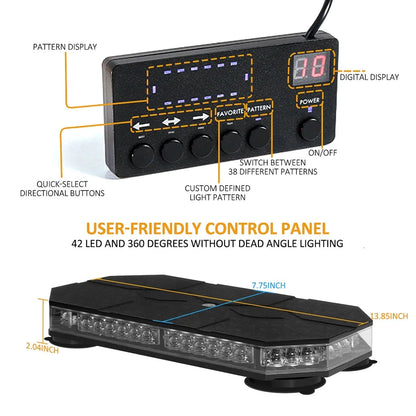 42 LED Car Roof Top Strobe Lights Emergency Warning Safety Beacon Magnetic Mount For Truck Ambulance Snow Plow police lights bli Shopulia