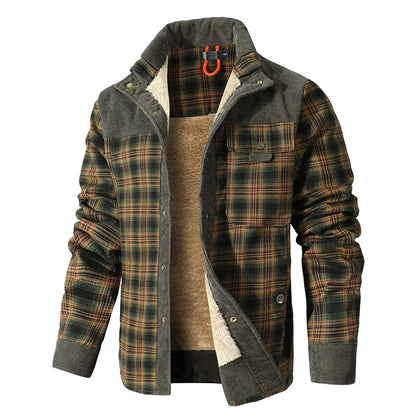 Men's Jackets Winter Windproof Warm Casual Bomber Coat Plaid Sherpa Lined Flannel Outdoor Classic Jacket Men US Size Shopulia