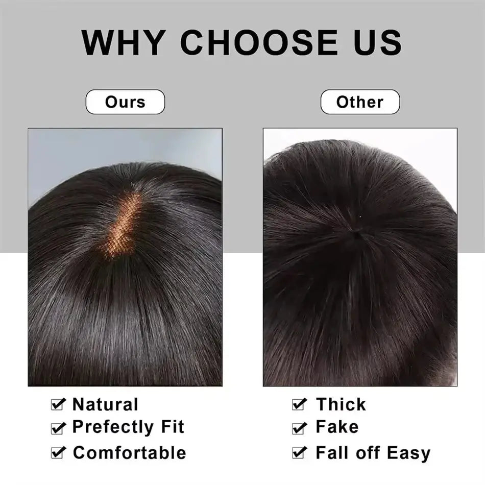 Rosslyn Straight Human Hair Wigs With Bangs 1b Black Wig Not Lace Natural Color Full Machine Wig From Brazilian Original | Shopulia