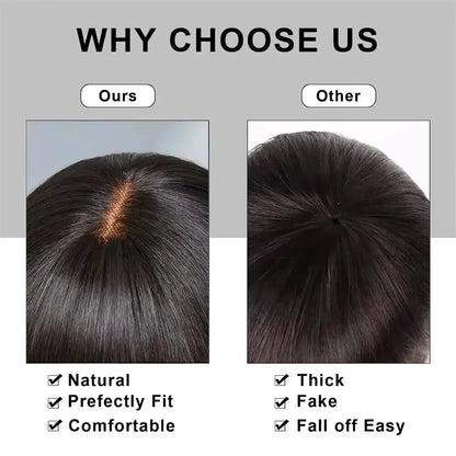 Rosslyn Straight Human Hair Wigs With Bangs 1b Black Wig Not Lace Natural Color Full Machine Wig From Brazilian Original | Shopulia