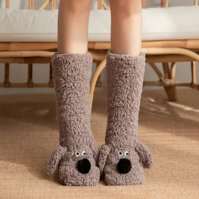 Funny Animal Slipper Socks for Women - Warm 3D Dog Plush House Socks with Non-Slip Soles | Shopulia