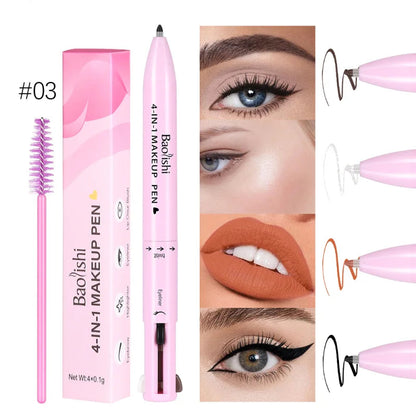 4 in 1 Multi-function Makeup Pen, Compact Travel Eyeliner, Lip Liner, Eyebrow Pencil, Highlighter Eyeshadow Pen, Shopulia