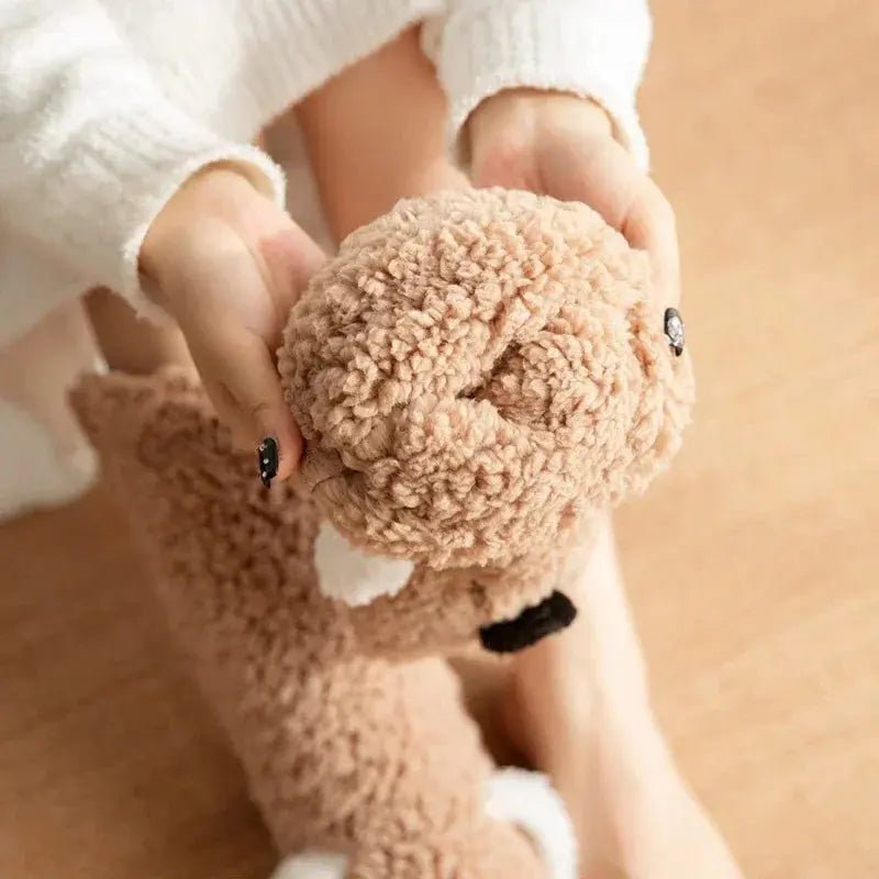 Funny Animal Slipper Socks for Women - Warm 3D Dog Plush House Socks with Non-Slip Soles | Shopulia