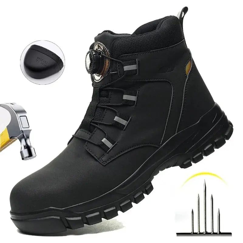 Men's waterproof ankle boots with steel toe protection, lightweight and durable.