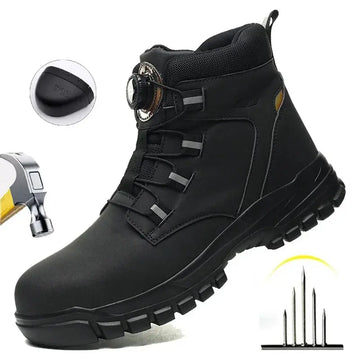 Men's waterproof ankle boots with steel toe protection, lightweight and durable.