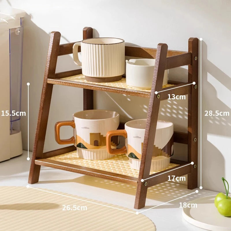 BamBoard™ 2-Layer Bamboo Cup & Organizer Shelf Shopulia