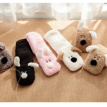 Funny Animal Slipper Socks for Women - Warm 3D Dog Plush House Socks with Non-Slip Soles | Shopulia