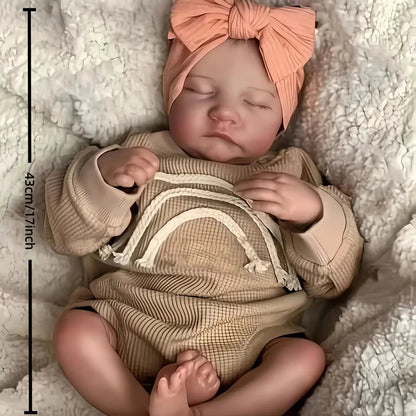 Risbecko Lifelike 43cm Finished Reborn Doll, Like Real Baby Handmade Art Doll, 3D Painted Skin With Visible Veins Vinyl Limbs Shopulia