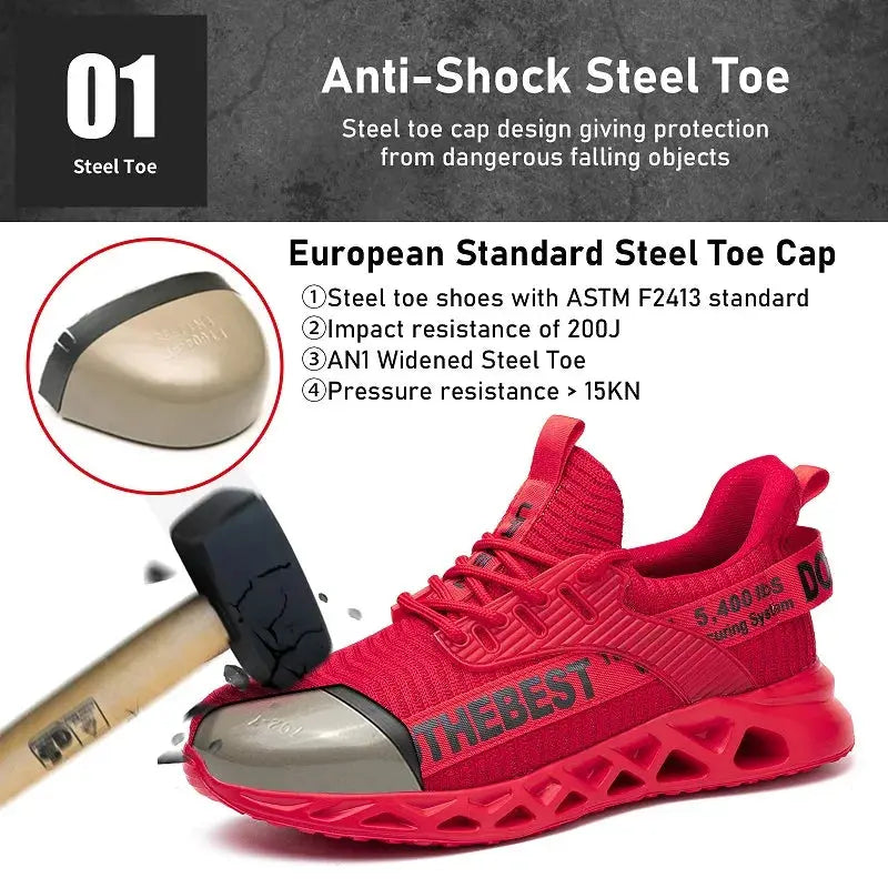 Steel Toe Safety Shoes for Men & Women – Lightweight Work Sneakers | Puncture-Proof & Durable - Shopulia