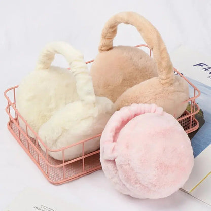 Fashion Autumn Winter Earmuffs Women Men Ear Warmer Plush Solid Color Adjustable Foldable Ear Muffs Earflap Earmuffs | Shopulia