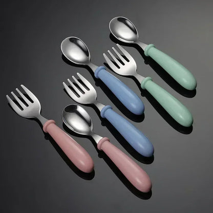 TinyTots™ Kids Stainless Steel Spoon & Fork Set Shopulia