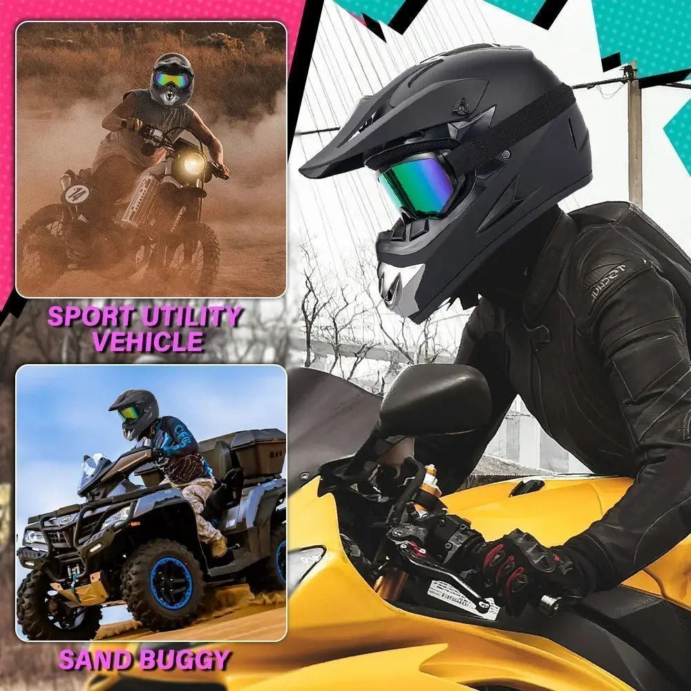 Motocross Full Face Helmet Adult Dirt Bike UTV Off-Road Helmet Goggles Gloves and Face Mask Matte Black Motorcycle Accessories | Shopulia