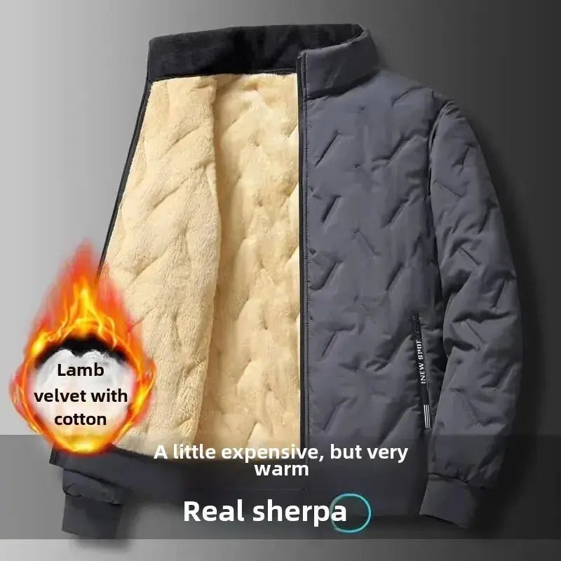 Plus Size Ultrasonic Wool Cotton Coat Men's Warm Fleece-Lined And Thickened Cotton-Padded Casual Loose-Fit Jacket Cross-Border | Shopulia