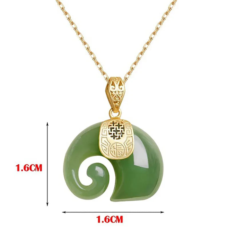 Boutique Natural Stone Hetian Jade Elephant Pendant 18K Gold Plated Chain Necklace Choker Jewelry for Women Birthday Anniversary Shopulia