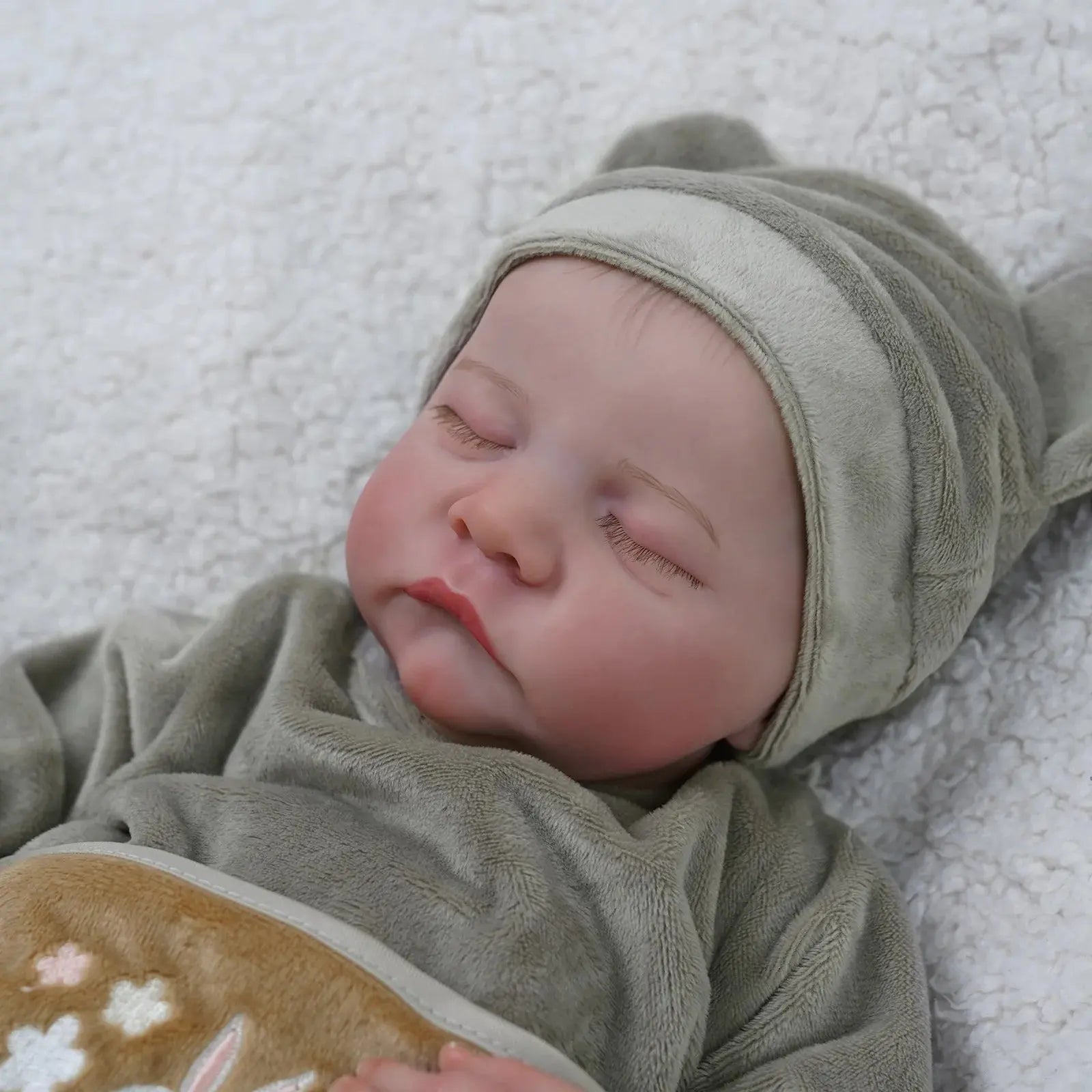 Risbecko 43CM Levi Newborn Baby Doll Reborn Sleeping Soft Silicone Flexible 3D Skin Tone with Visible Veins Hand Paint Hair Doll | Shopulia