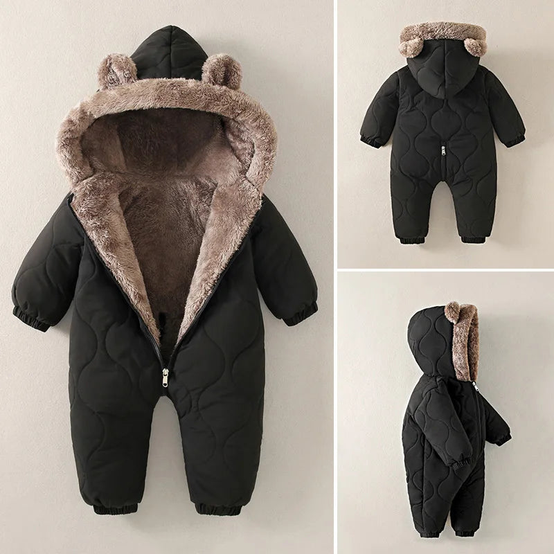 CozyBear™ Fleece Hooded Baby Boy Romper 0-2Y Shopulia