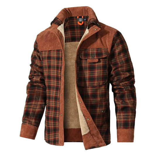 Men's Jackets Winter Windproof Warm Casual Bomber Coat Plaid Sherpa Lined Flannel Outdoor Classic Jacket Men US Size Shopulia