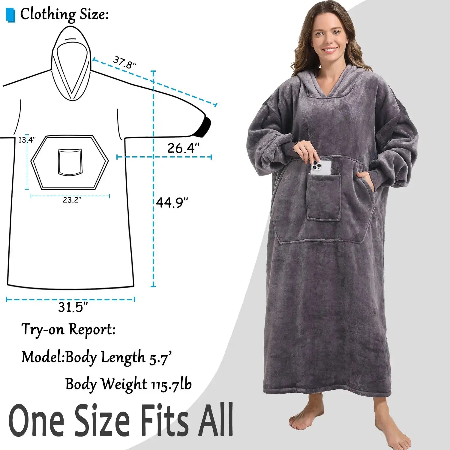 Men and women's winter casual pullover pajamas, warm and comfortable with thick fleece, solid color and pocket, long style | Shopulia