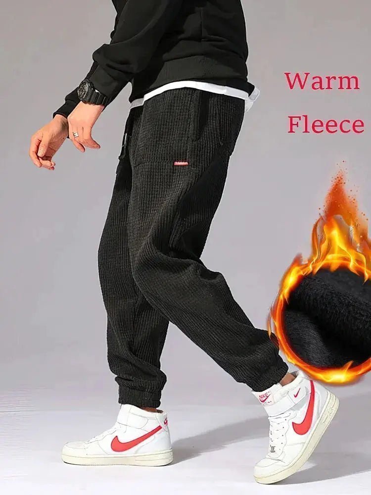 Autumn Winter Warm Motorcycle Jogger Corduroy Pants Men Tech Fleece Sweatpants Casual Harem Pants Male Sport Thermal Trousers | Shopulia