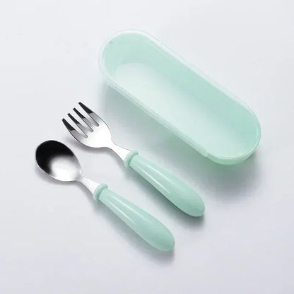 TinyTots™ Kids Stainless Steel Spoon & Fork Set Shopulia