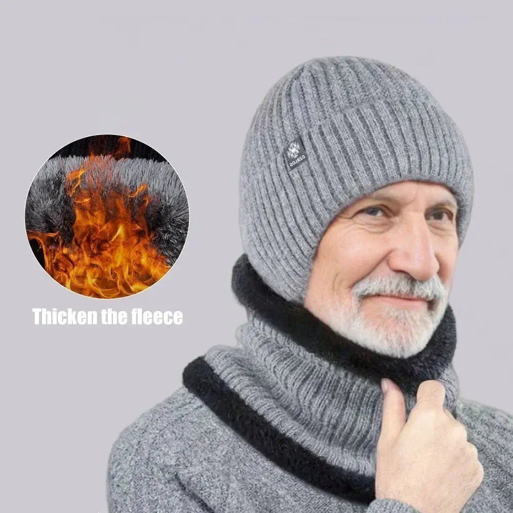 Outdoor Men Winter Knitted Hat Plush Warmth Peaked Cap Earmuff Casual Fashion Faux Fur Lined Bomber Hats Cycling Ear Protection | Shopulia