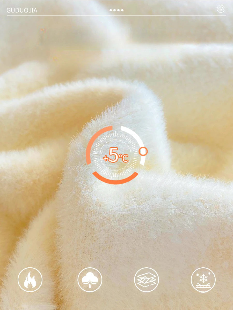 Women's Turtleneck Sweater Winter 2025 Retro with Velvet Lining Thickened Inner Wear Thermal Knitting Bottoming Shirt Pullovers Shopulia