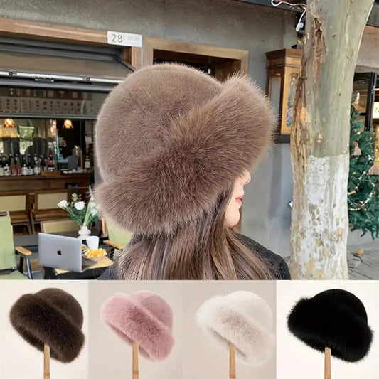 Thicken Plush Warm Fur Hat Fluffy Beanie Warm Thick Hat Mongolian Caps for Casual Trips Sports Skiing | Shopulia