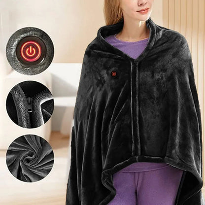 USB Heated Shawl Electric Heating Blanket 3 Heating Level Wearable Heated Poncho Throw Heated Throw Blanket for Camping Hiking Shopulia