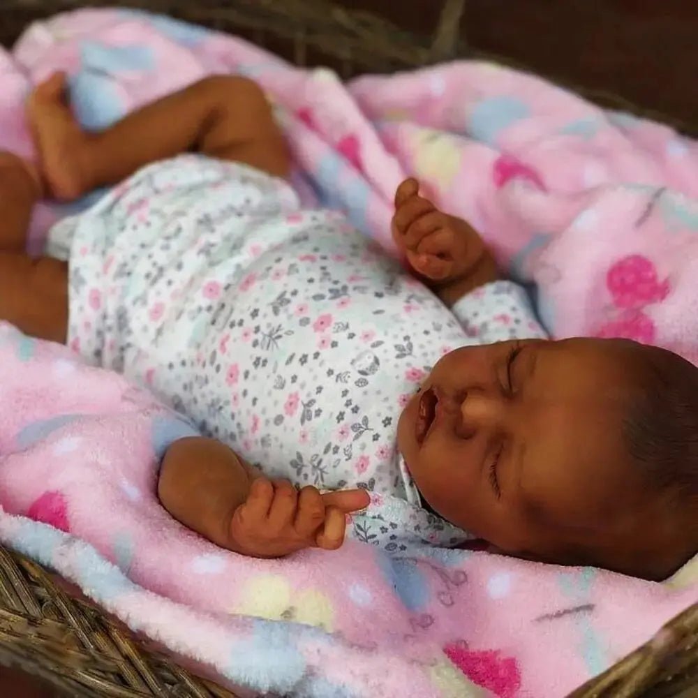 Risbecko 43CM Levi Newborn Baby Doll Reborn Sleeping Soft Silicone Flexible 3D Skin Tone with Visible Veins Hand Paint Hair Doll | Shopulia