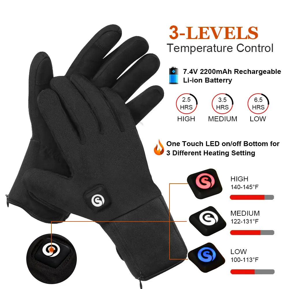Winter Electric Heated Gloves With Battery Hand Warmer Heating Gloves Motorcycle Thermal Touch Screen Waterproof Bike Gloves Hot Shopulia