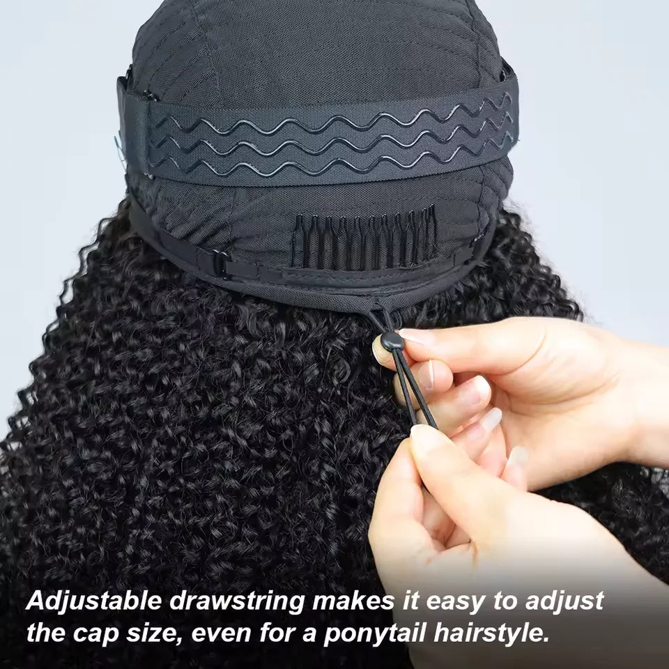 Upgrade 3 IN 1 Half Wig With Drawstring Seamless Clip Ins Flip Over Kinky Curly Wig 200% Density Curly Half Wigs for Women hair Shopulia