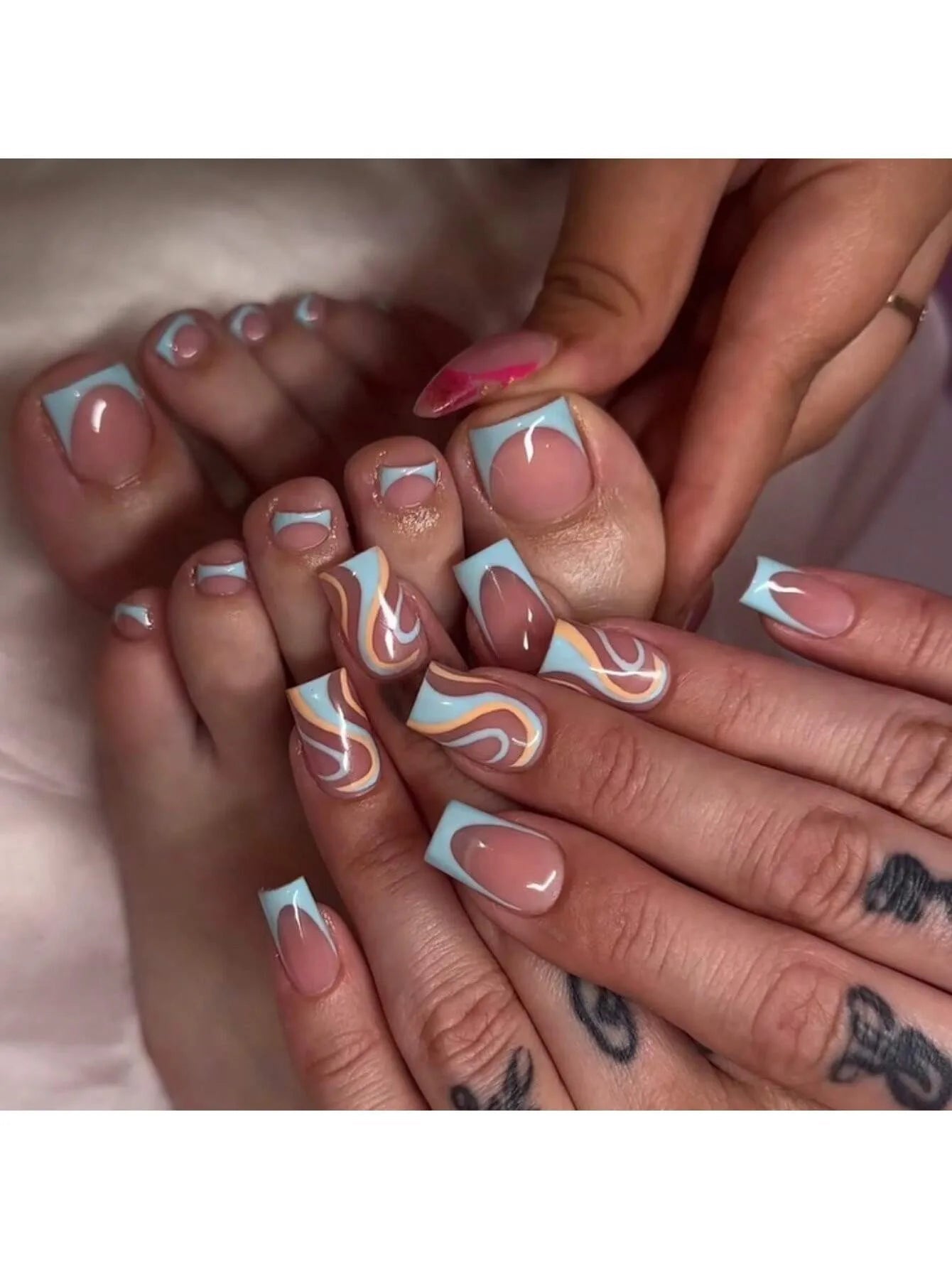 “Full Cover Nude Fake Toenails – French Black Border Set for Women” Shopulia